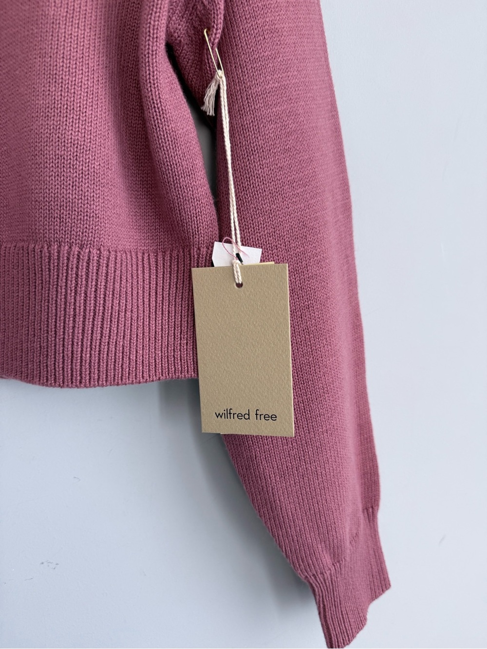 Aritzia Wilfred Free Harper Merino Wool Cotton Mock Neck Sweater XS NWT Pink - Picture 9 of 13